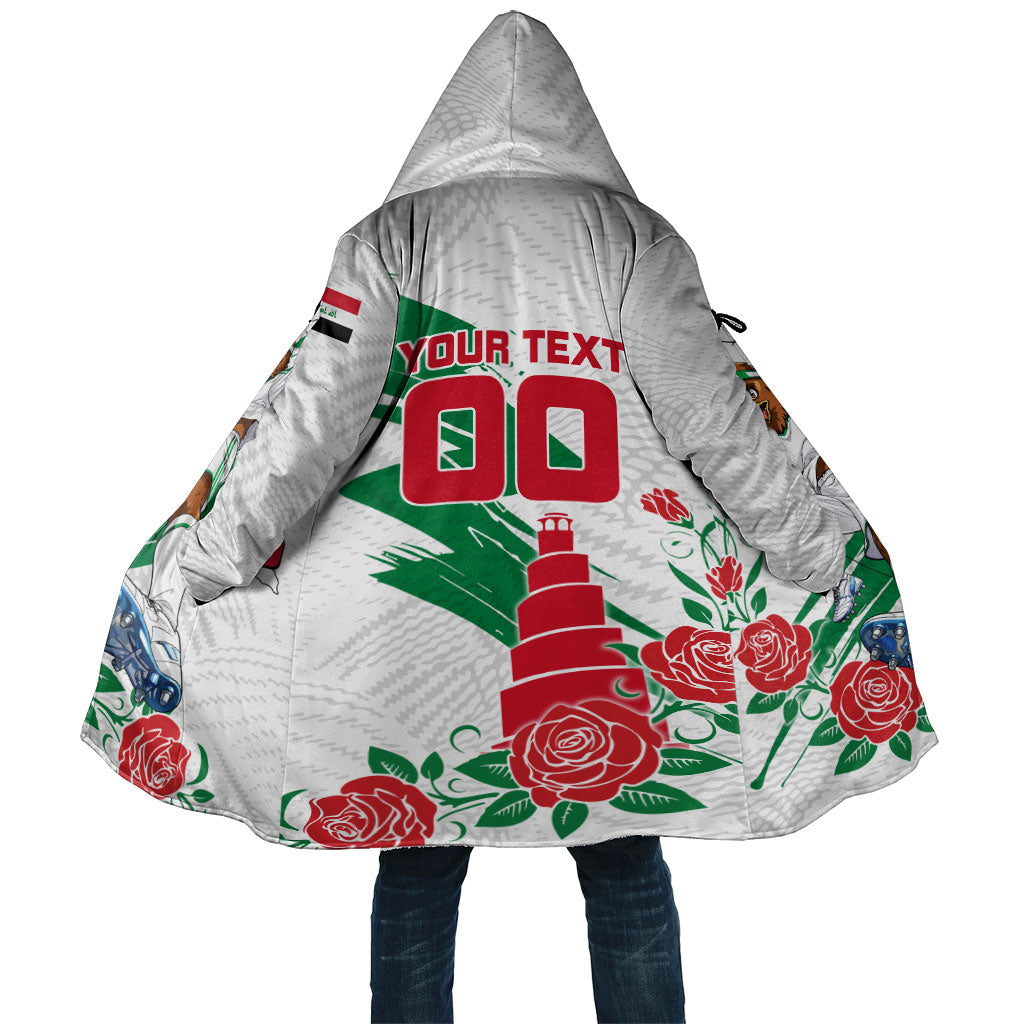 Personalized Iraq Football Cloak Hawk Mascot Soccer - Samarra Tower And Red Roses