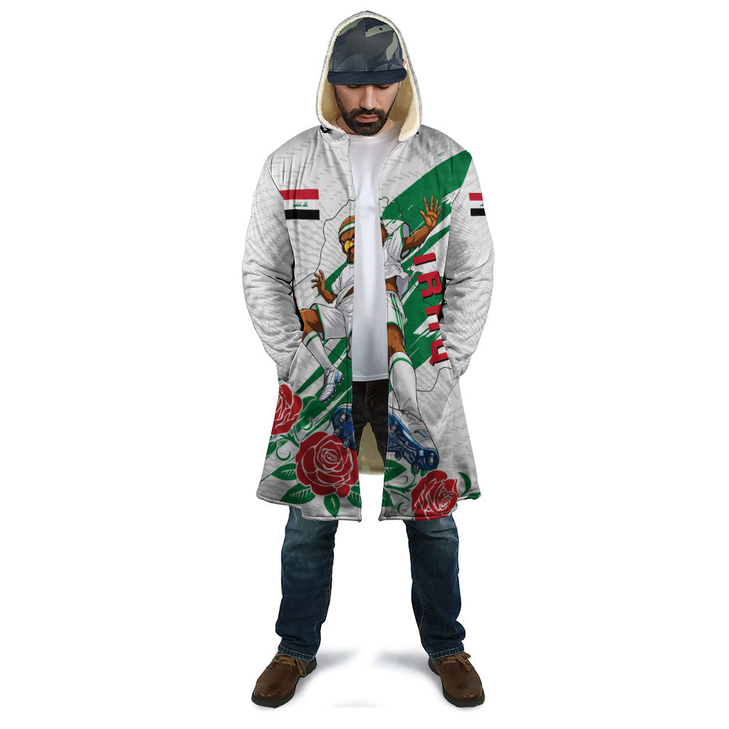 Personalized Iraq Football Cloak Hawk Mascot Soccer - Samarra Tower And Red Roses