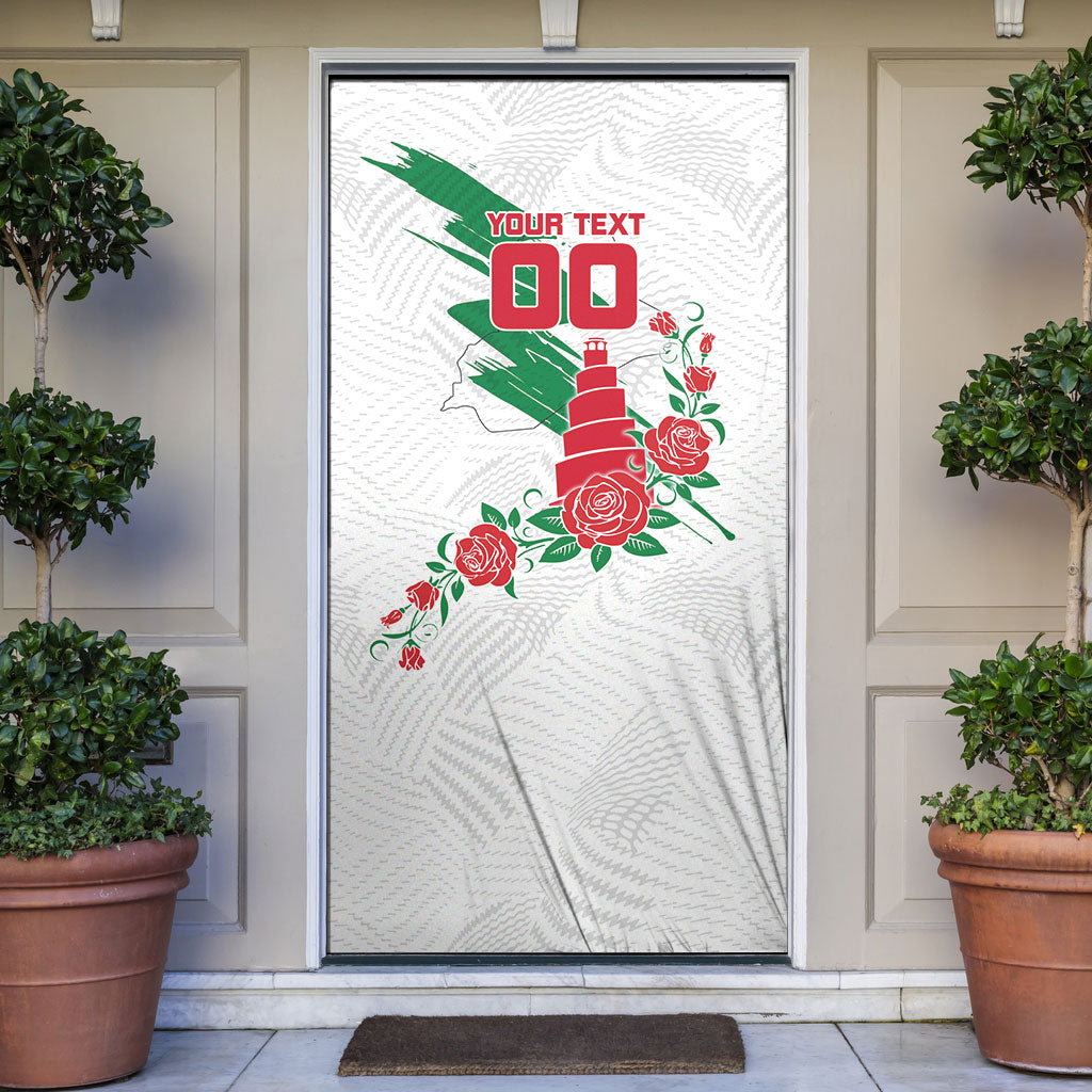 Personalized Iraq Football Door Cover Hawk Mascot Soccer - Samarra Tower And Red Roses