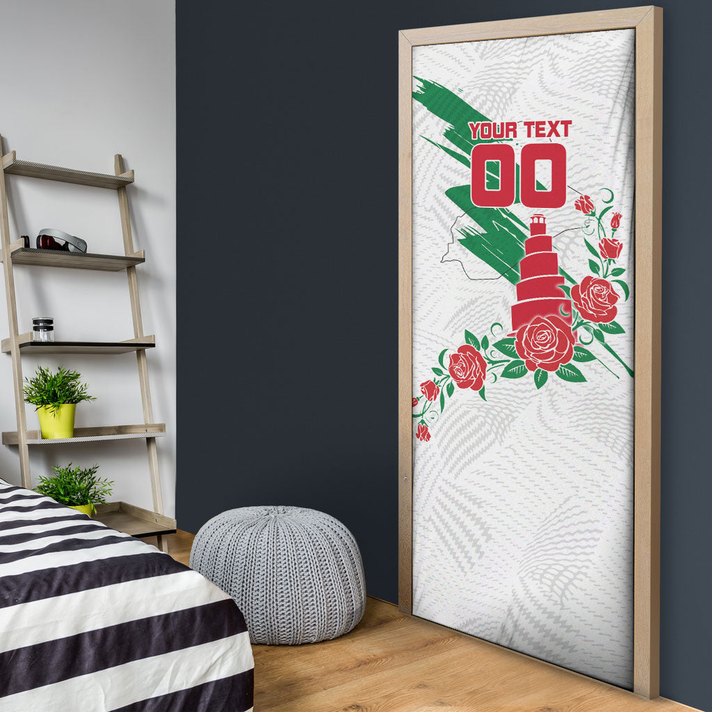 Personalized Iraq Football Door Cover Hawk Mascot Soccer - Samarra Tower And Red Roses