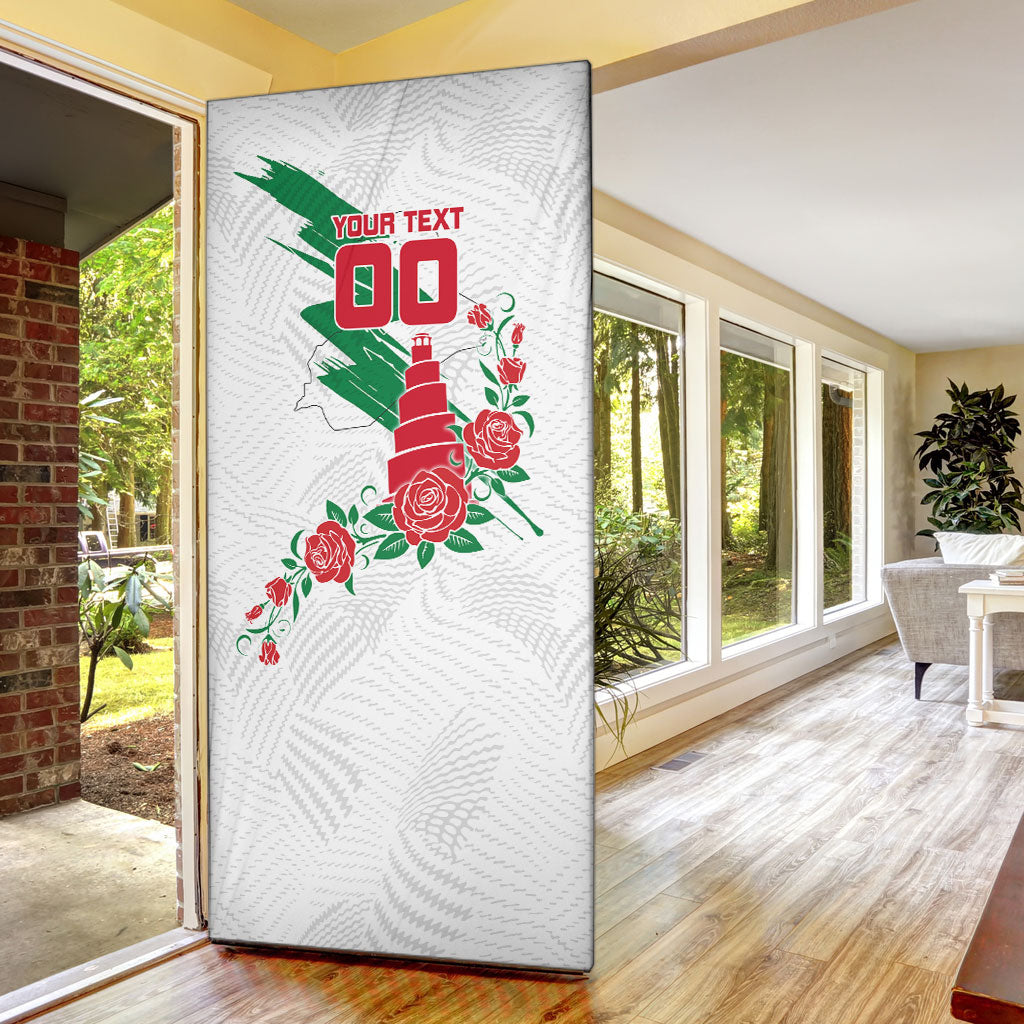 Personalized Iraq Football Door Cover Hawk Mascot Soccer - Samarra Tower And Red Roses