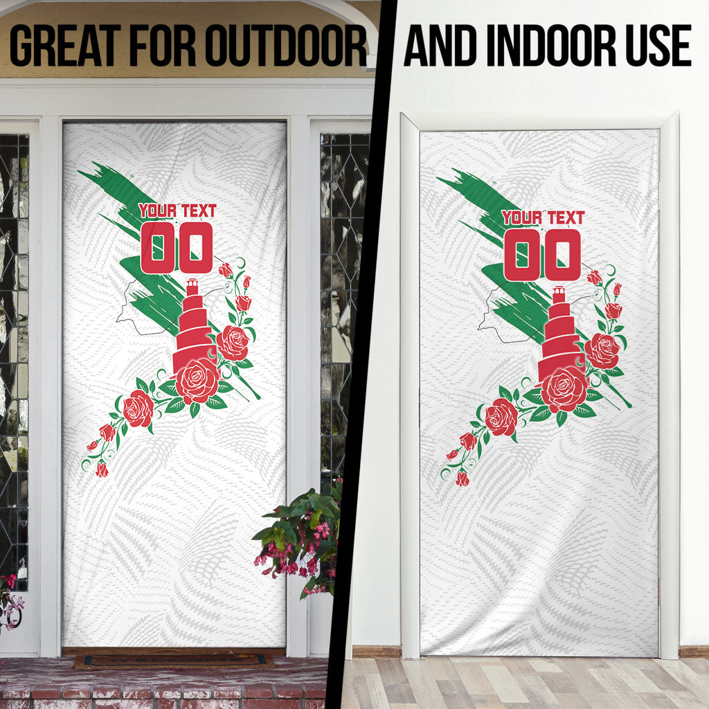 Personalized Iraq Football Door Cover Hawk Mascot Soccer - Samarra Tower And Red Roses