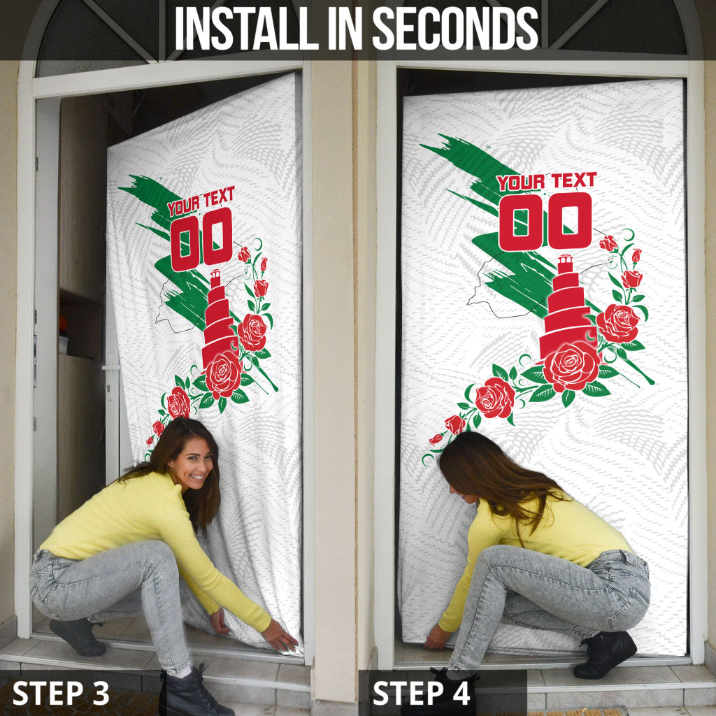 Personalized Iraq Football Door Cover Hawk Mascot Soccer - Samarra Tower And Red Roses