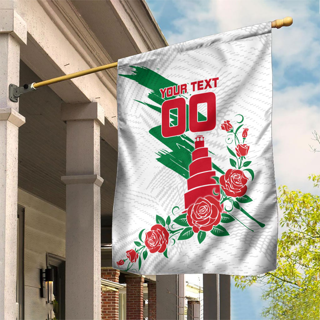 Personalized Iraq Football Garden Flag Hawk Mascot Soccer - Samarra Tower And Red Roses