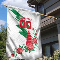 Personalized Iraq Football Garden Flag Hawk Mascot Soccer - Samarra Tower And Red Roses