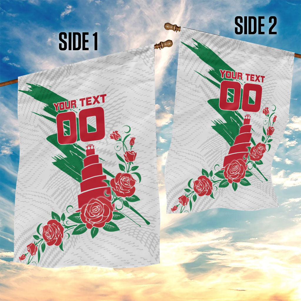 Personalized Iraq Football Garden Flag Hawk Mascot Soccer - Samarra Tower And Red Roses