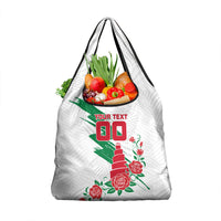 Personalized Iraq Football Grocery Bag Hawk Mascot Soccer - Samarra Tower And Red Roses