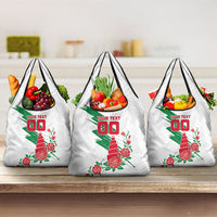 Personalized Iraq Football Grocery Bag Hawk Mascot Soccer - Samarra Tower And Red Roses