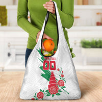 Personalized Iraq Football Grocery Bag Hawk Mascot Soccer - Samarra Tower And Red Roses