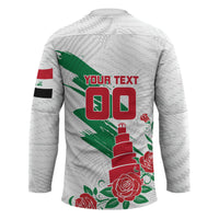 Personalized Iraq Football Hockey Jersey Hawk Mascot Soccer - Samarra Tower And Red Roses