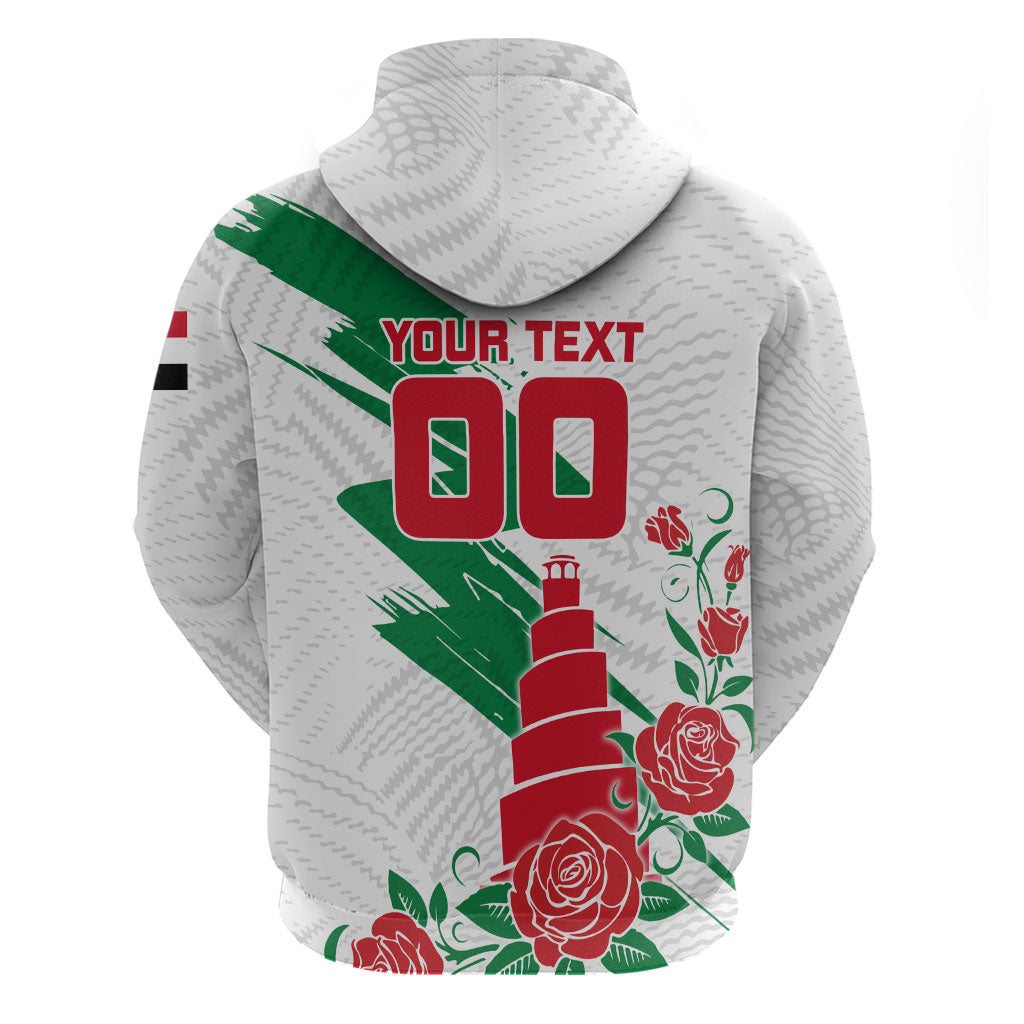 Personalized Iraq Football Hoodie Hawk Mascot Soccer - Samarra Tower And Red Roses