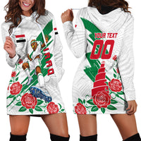 Personalized Iraq Football Hoodie Dress Hawk Mascot Soccer - Samarra Tower And Red Roses