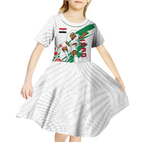Personalized Iraq Football Kid Short Sleeve Dress Hawk Mascot Soccer - Samarra Tower And Red Roses