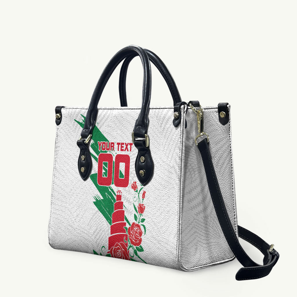 Personalized Iraq Football Leather Bag Hawk Mascot Soccer - Samarra Tower And Red Roses