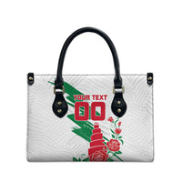 Personalized Iraq Football Leather Bag Hawk Mascot Soccer - Samarra Tower And Red Roses