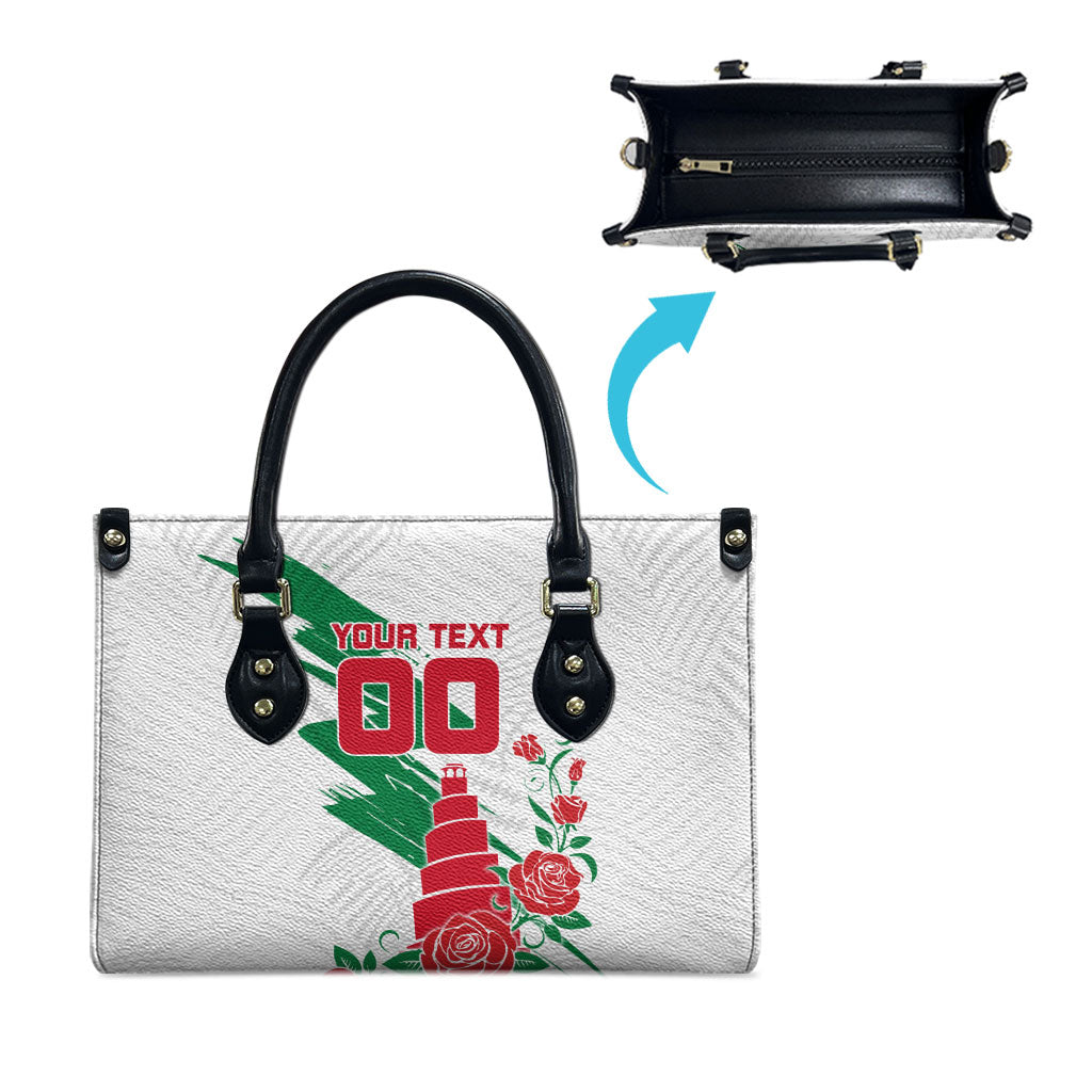 Personalized Iraq Football Leather Bag Hawk Mascot Soccer - Samarra Tower And Red Roses