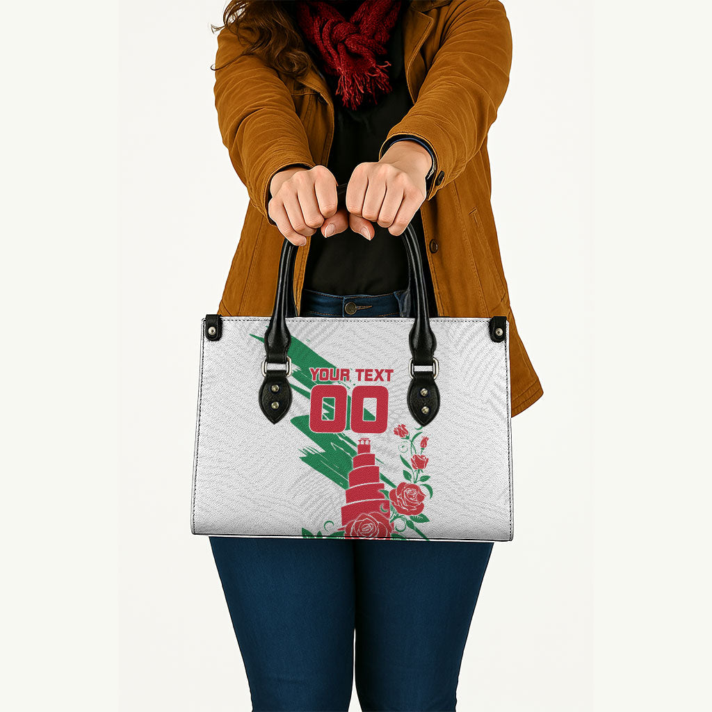 Personalized Iraq Football Leather Bag Hawk Mascot Soccer - Samarra Tower And Red Roses