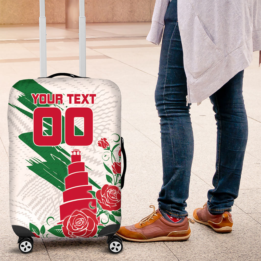 Personalized Iraq Football Luggage Cover Hawk Mascot Soccer - Samarra Tower And Red Roses