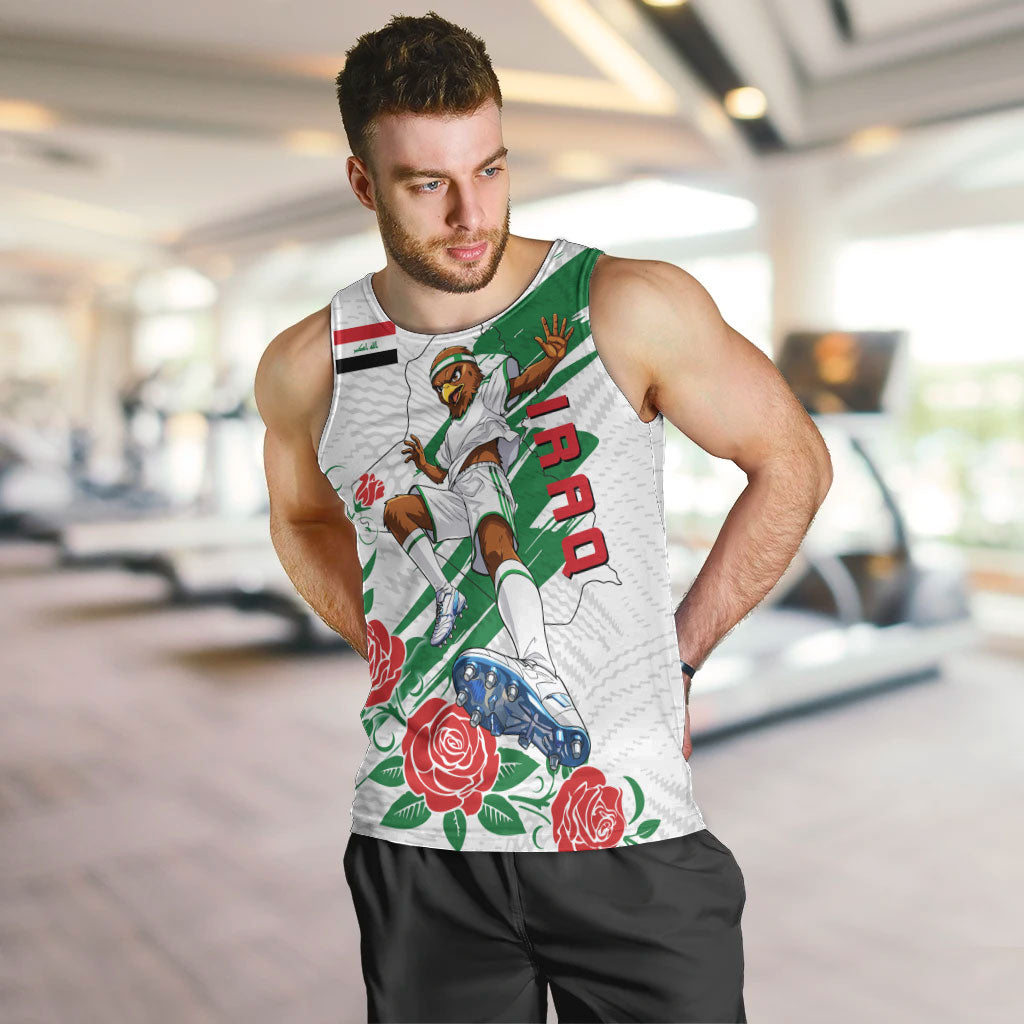 Personalized Iraq Football Men Tank Top Hawk Mascot Soccer - Samarra Tower And Red Roses