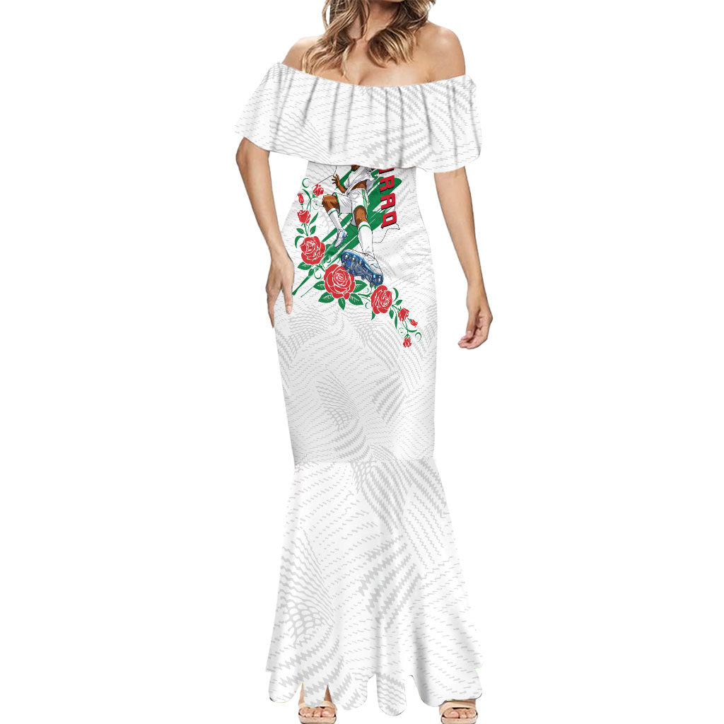 Personalized Iraq Football Mermaid Dress Hawk Mascot Soccer - Samarra Tower And Red Roses