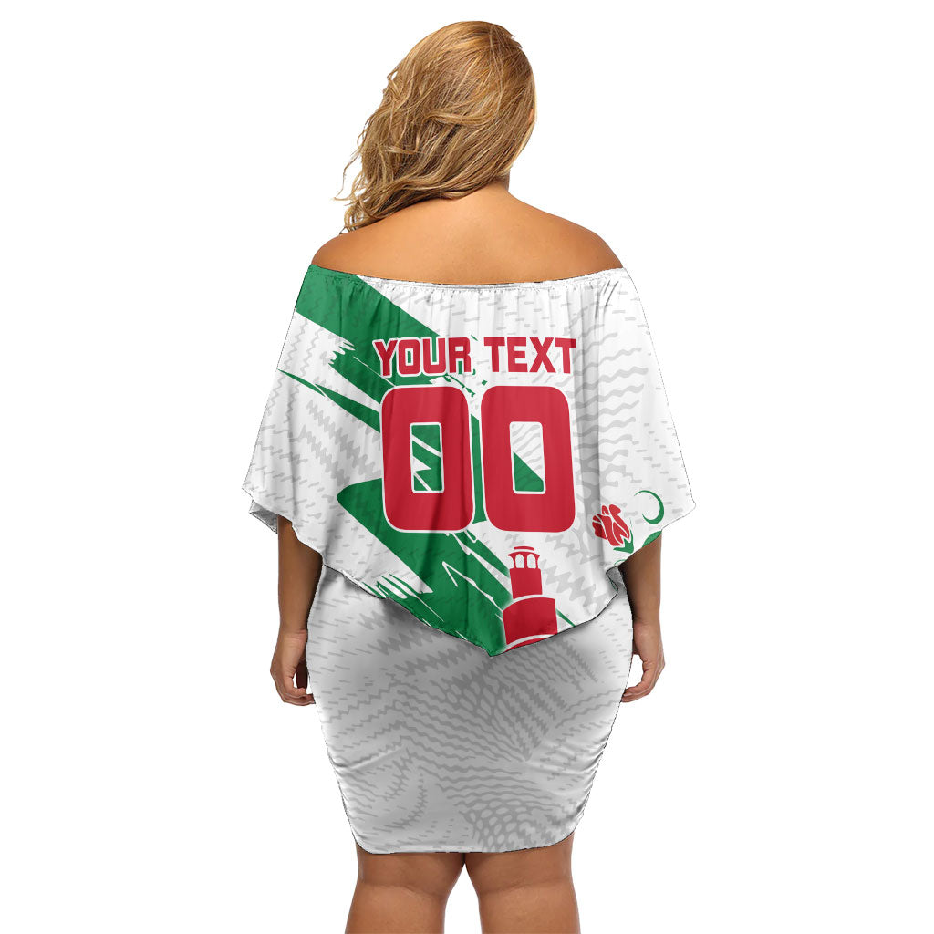 Personalized Iraq Football Off Shoulder Short Dress Hawk Mascot Soccer - Samarra Tower And Red Roses