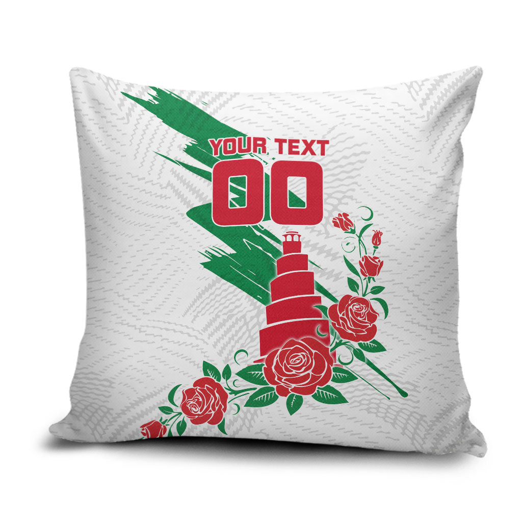 Personalized Iraq Football Pillow Cover Hawk Mascot Soccer - Samarra Tower And Red Roses
