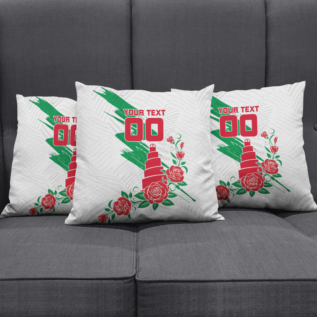 Personalized Iraq Football Pillow Cover Hawk Mascot Soccer - Samarra Tower And Red Roses