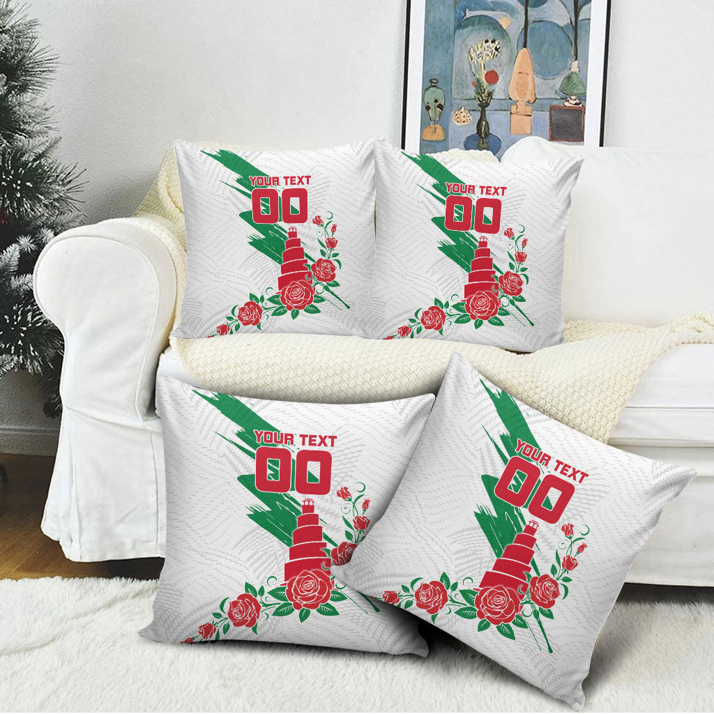 Personalized Iraq Football Pillow Cover Hawk Mascot Soccer - Samarra Tower And Red Roses