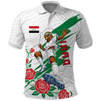 Personalized Iraq Football Polo Shirt Hawk Mascot Soccer - Samarra Tower And Red Roses