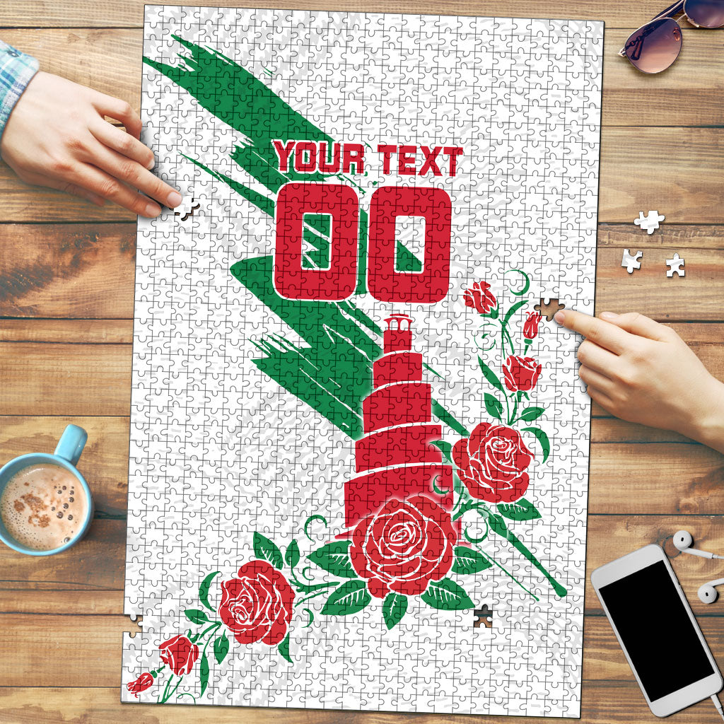 Personalized Iraq Football Puzzle Hawk Mascot Soccer - Samarra Tower And Red Roses