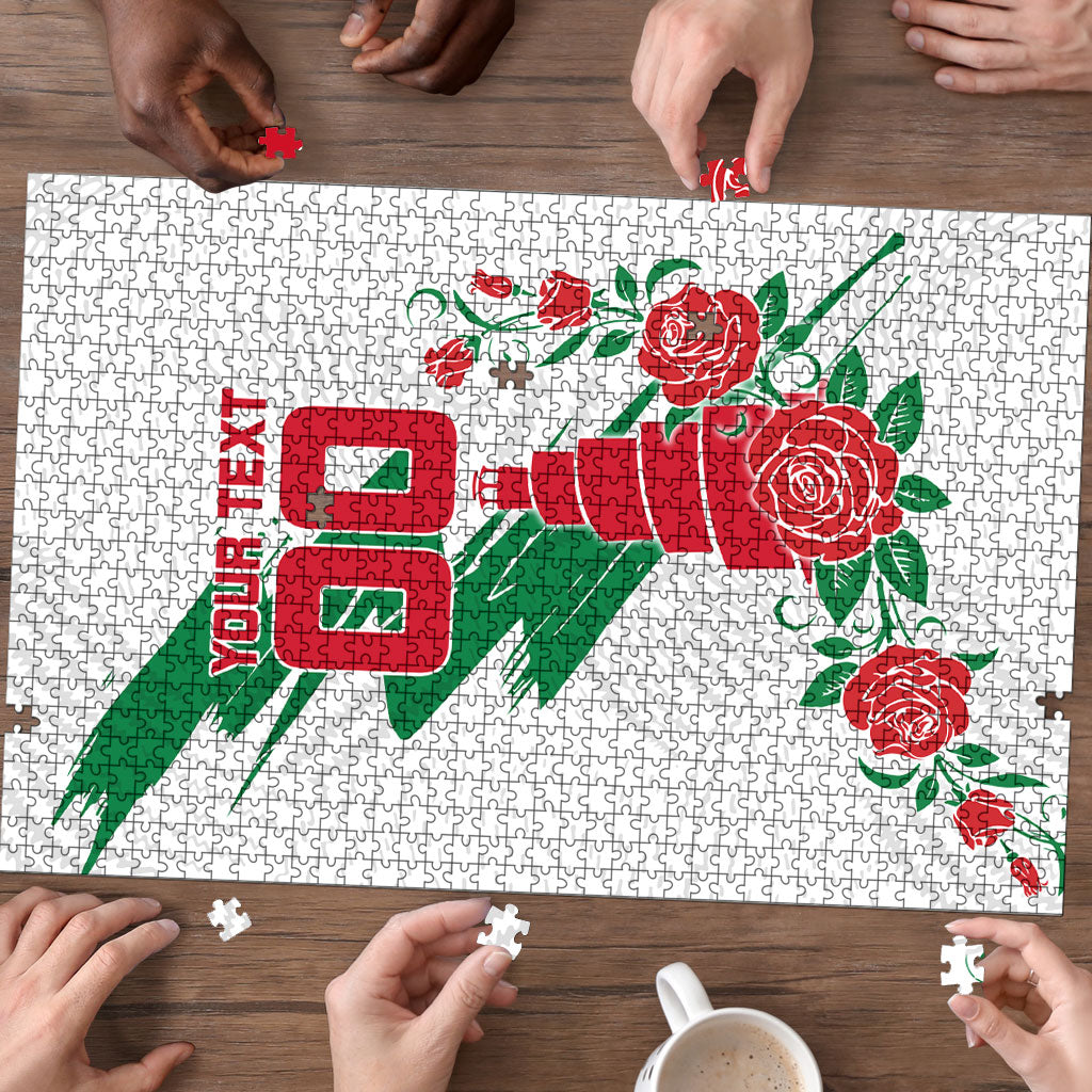 Personalized Iraq Football Puzzle Hawk Mascot Soccer - Samarra Tower And Red Roses