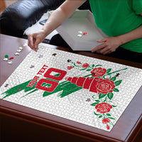 Personalized Iraq Football Puzzle Hawk Mascot Soccer - Samarra Tower And Red Roses
