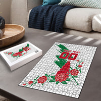 Personalized Iraq Football Puzzle Hawk Mascot Soccer - Samarra Tower And Red Roses