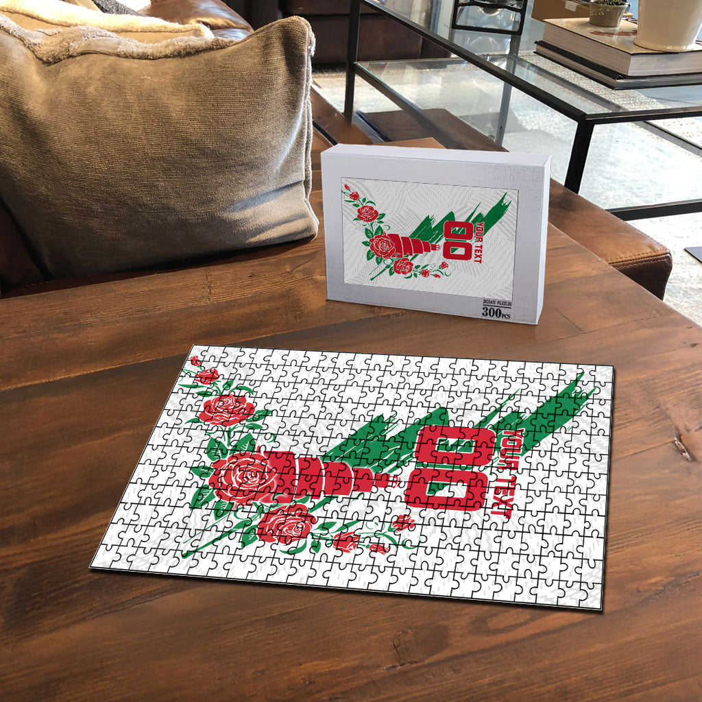 Personalized Iraq Football Puzzle Hawk Mascot Soccer - Samarra Tower And Red Roses