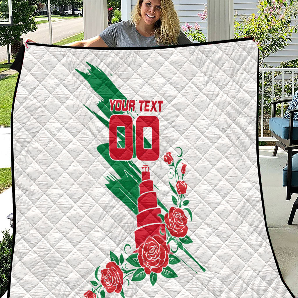 Personalized Iraq Football Quilt Hawk Mascot Soccer - Samarra Tower And Red Roses