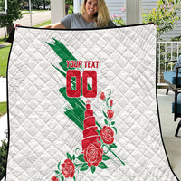 Personalized Iraq Football Quilt Hawk Mascot Soccer - Samarra Tower And Red Roses