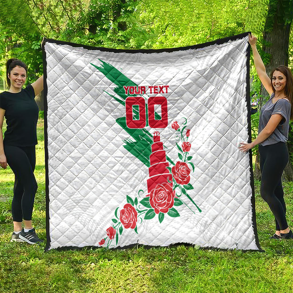 Personalized Iraq Football Quilt Hawk Mascot Soccer - Samarra Tower And Red Roses
