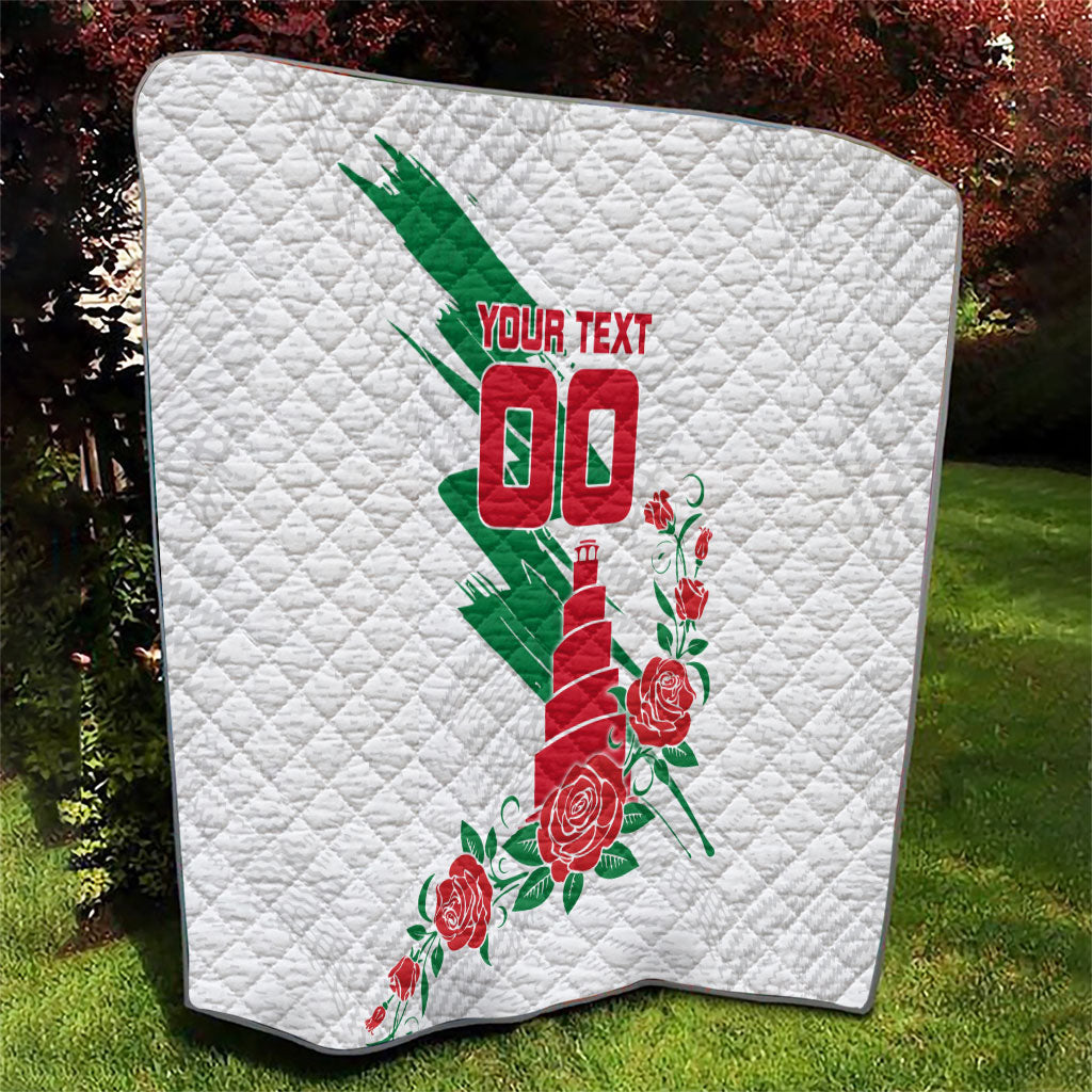 Personalized Iraq Football Quilt Hawk Mascot Soccer - Samarra Tower And Red Roses