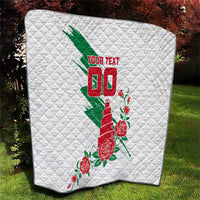 Personalized Iraq Football Quilt Hawk Mascot Soccer - Samarra Tower And Red Roses