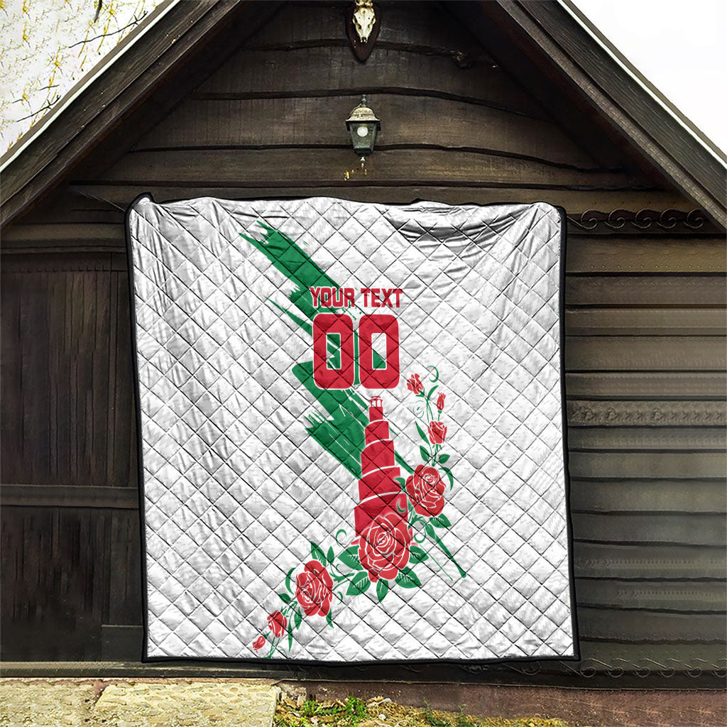 Personalized Iraq Football Quilt Hawk Mascot Soccer - Samarra Tower And Red Roses