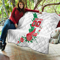 Personalized Iraq Football Quilt Hawk Mascot Soccer - Samarra Tower And Red Roses