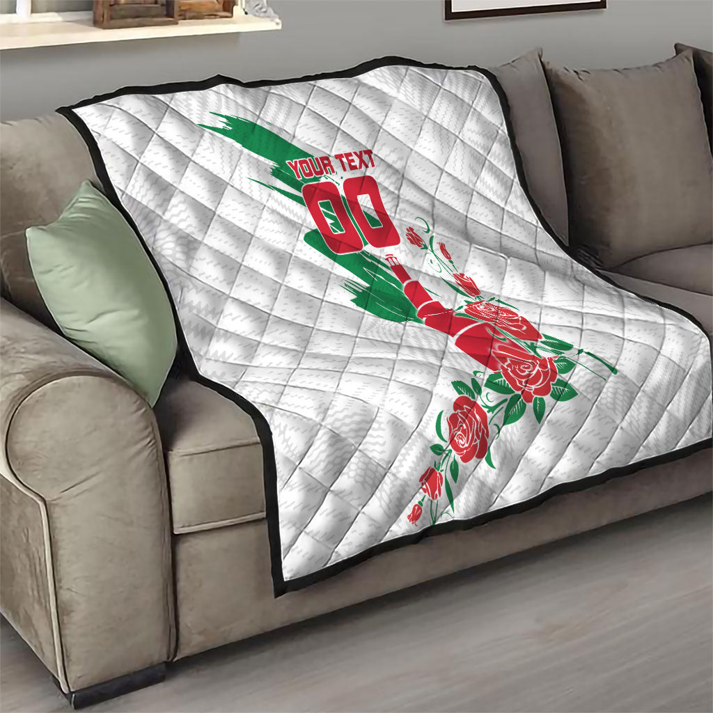 Personalized Iraq Football Quilt Hawk Mascot Soccer - Samarra Tower And Red Roses