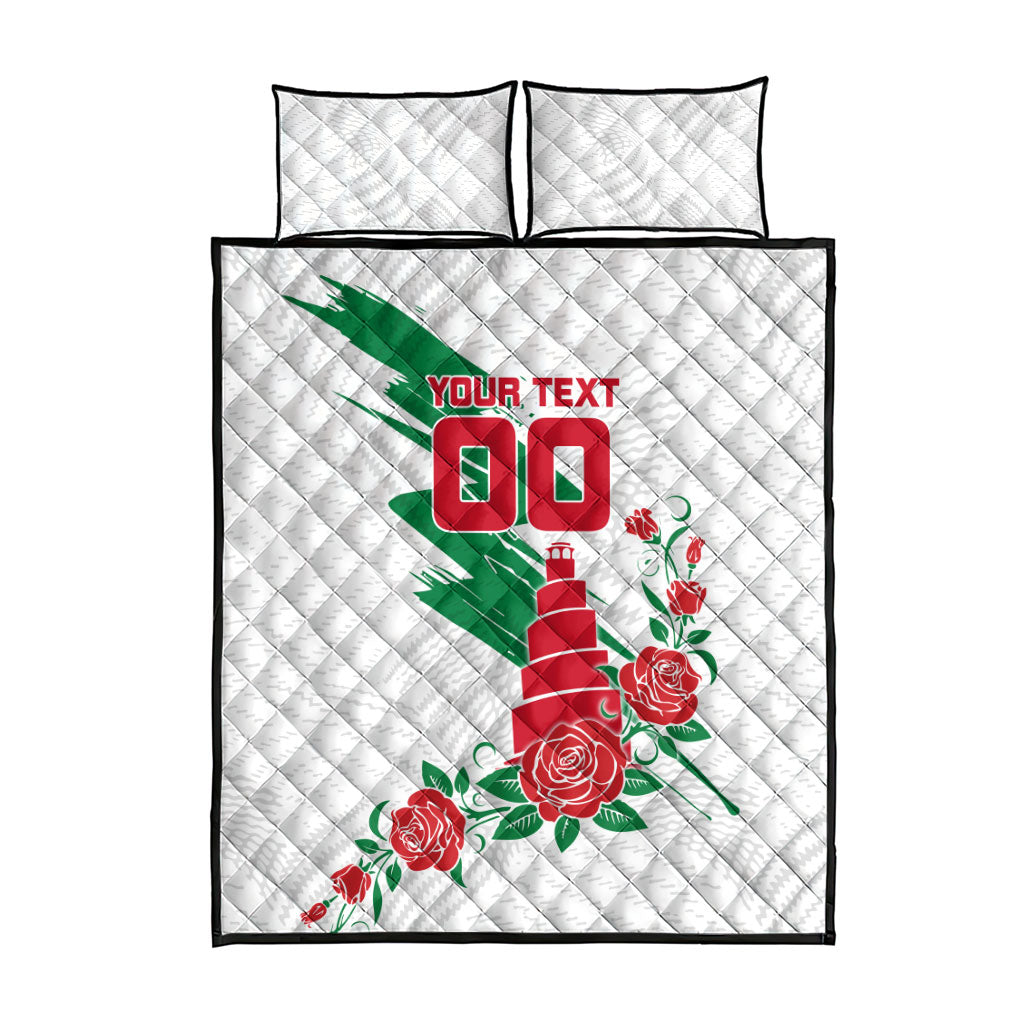 Personalized Iraq Football Quilt Bed Set Hawk Mascot Soccer - Samarra Tower And Red Roses