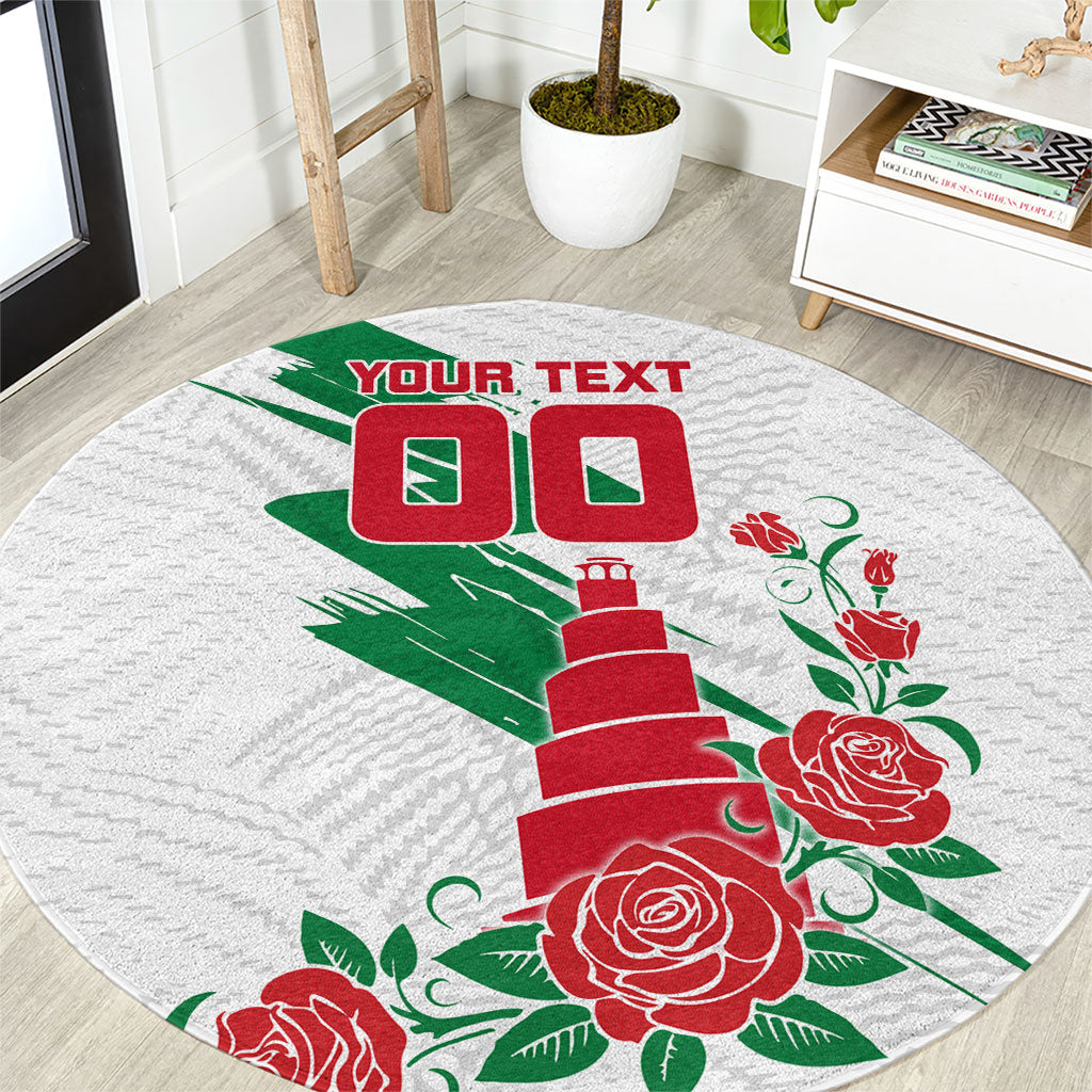 Personalized Iraq Football Round Carpet Hawk Mascot Soccer - Samarra Tower And Red Roses