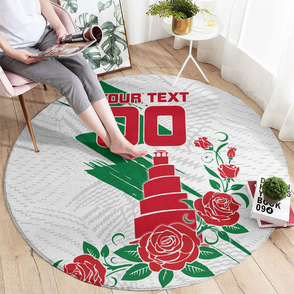 Personalized Iraq Football Round Carpet Hawk Mascot Soccer - Samarra Tower And Red Roses