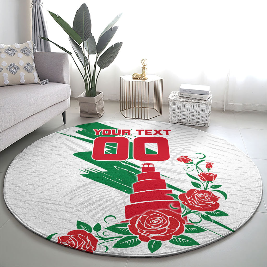 Personalized Iraq Football Round Carpet Hawk Mascot Soccer - Samarra Tower And Red Roses