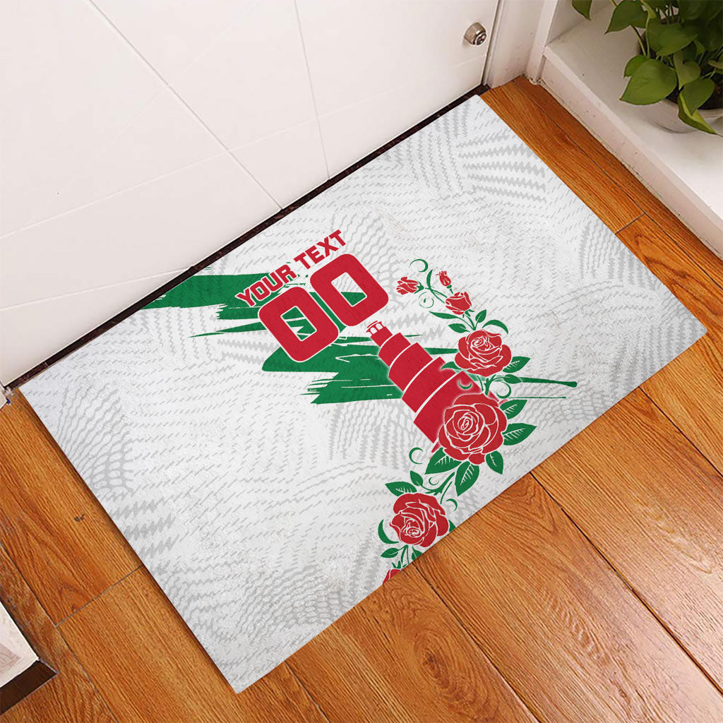 Personalized Iraq Football Rubber Doormat Hawk Mascot Soccer - Samarra Tower And Red Roses