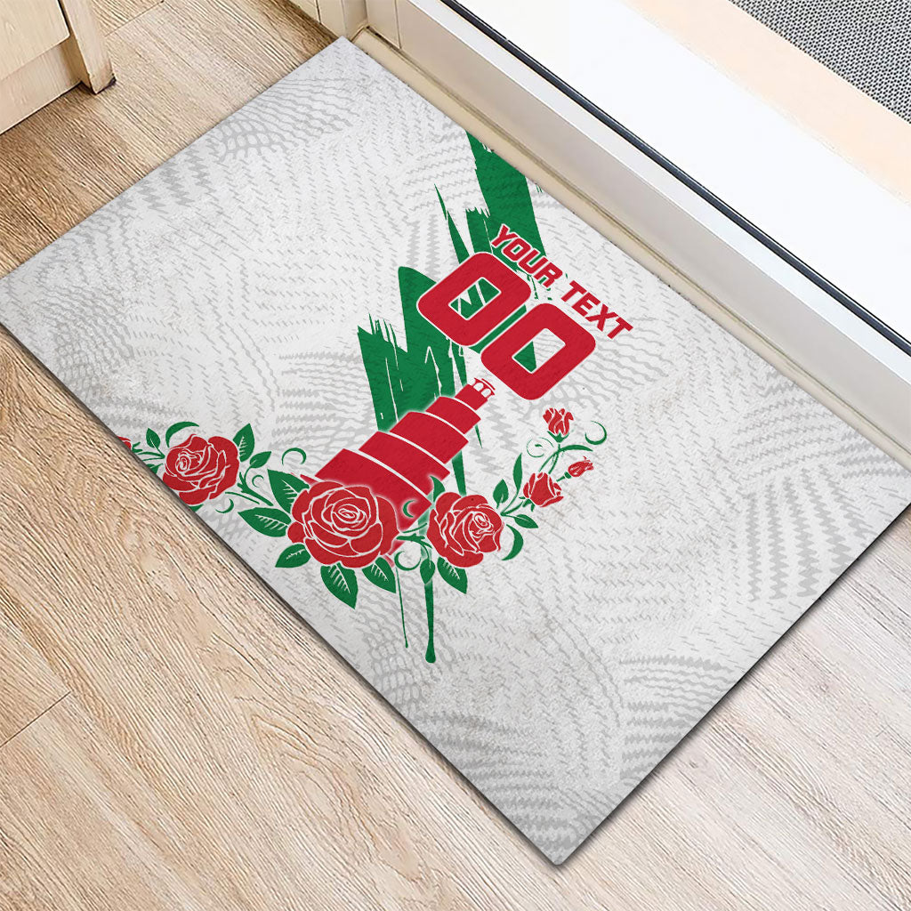 Personalized Iraq Football Rubber Doormat Hawk Mascot Soccer - Samarra Tower And Red Roses