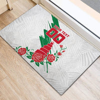 Personalized Iraq Football Rubber Doormat Hawk Mascot Soccer - Samarra Tower And Red Roses