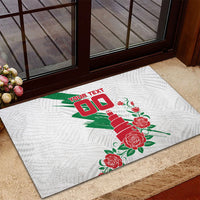Personalized Iraq Football Rubber Doormat Hawk Mascot Soccer - Samarra Tower And Red Roses